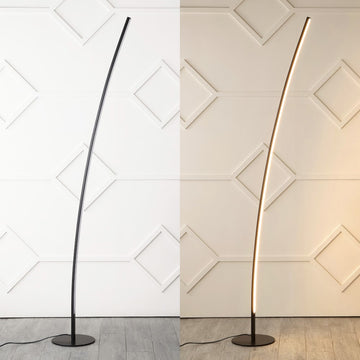Malthe 71" Modern Contemporary Aluminum/Iron Arc Integrated LED Floor Lamp - JONATHAN Y